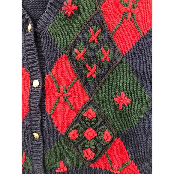 Pendleton Womens Vest Size 3X Navy Blue Ugy Sweater Floral Embroidery Front VTG - Picture 9 of 10